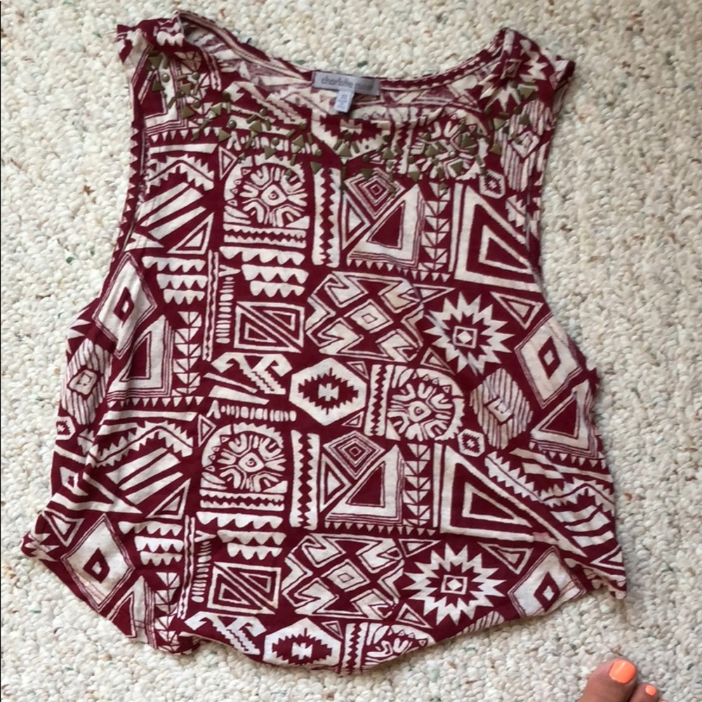 Tribal red crop top